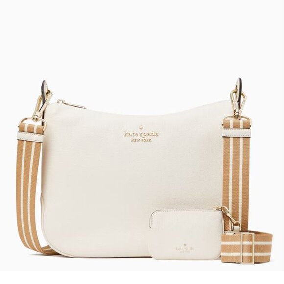 NWT Kate Spade Rosie Pebbled Leather Large Crossbody Parchment ♠️ - Picture 2 of 13